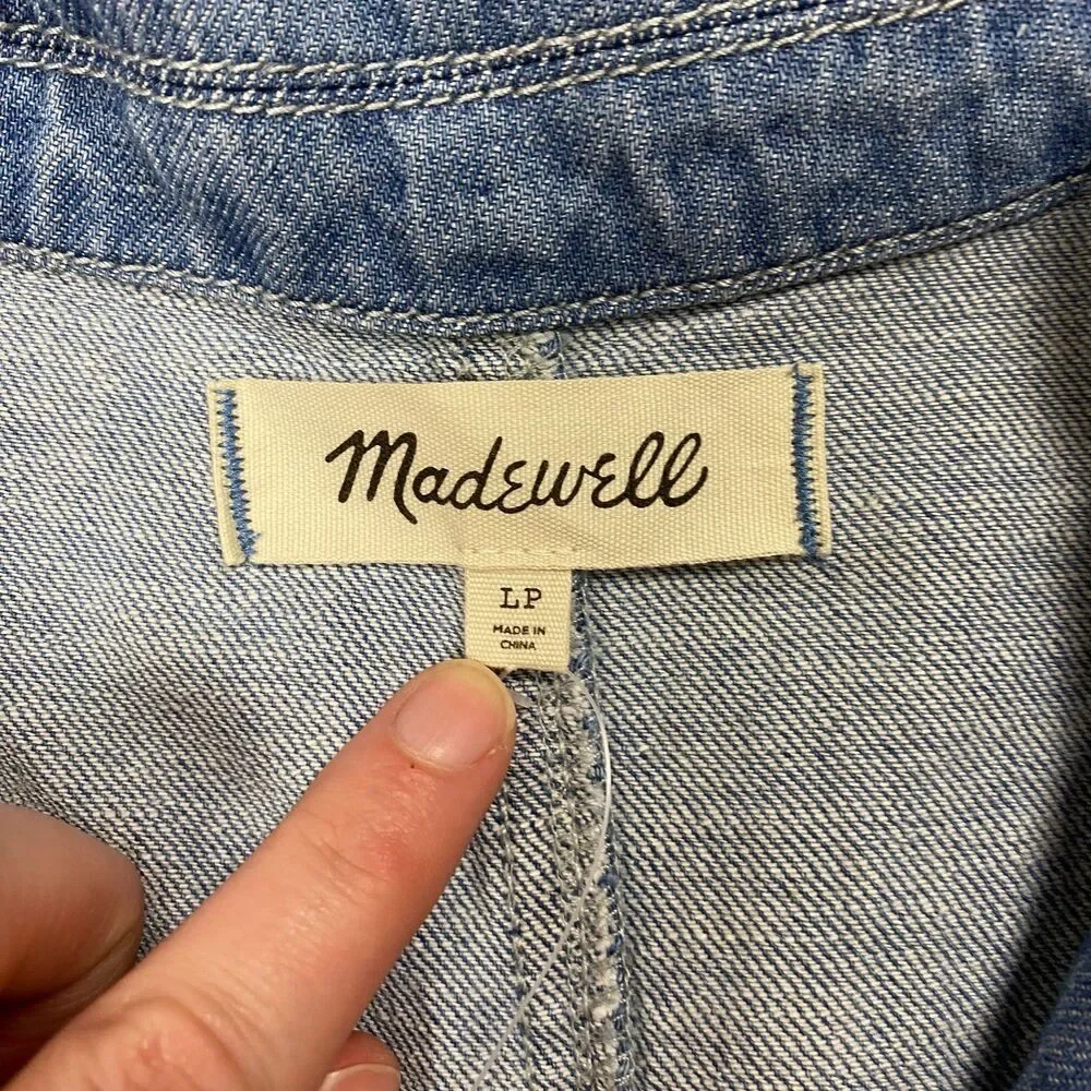 NWT‎ Madewell Petite Denim Coverall Romper Women's Size LP - Picture 10 of 13